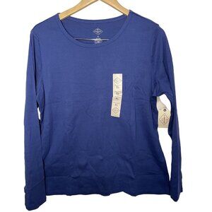 St.‎ John’s Bay Essential Size XL Blue Crewneck Long Sleeve Stretch Cotton New!
